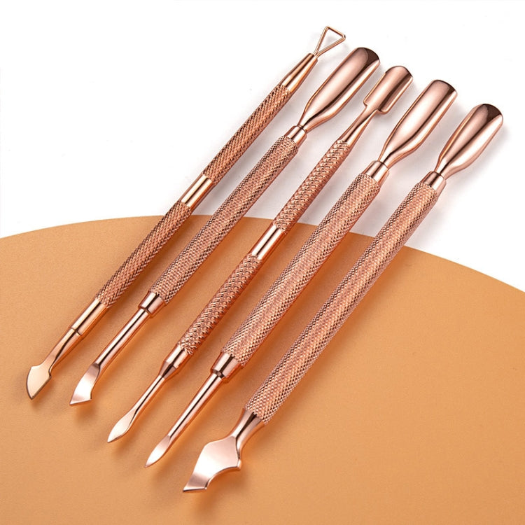 3 PCS Stainless Steel Rose Gold Double-Headed Steel Push Dead Skin Scissors Nail Set,Style: 01 Big Head - Nail Art Equipment by PMC Jewellery | Online Shopping South Africa | PMC Jewellery | Buy Now Pay Later Mobicred