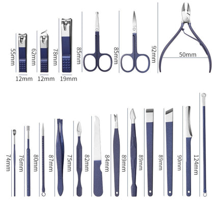 18 In 1 Stainless Steel Nail Clipper Set Nail Art Set Manicure Tools - Nail Clipper by PMC Jewellery | Online Shopping South Africa | PMC Jewellery | Buy Now Pay Later Mobicred