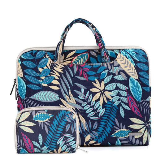 LiSEN LS-116 Simple Laptop Bag Business Laptop Liner Bag, Size: 15.6 inch(Canvas Colorful Leaves Blue) - 15.6 - 17 inch by LiSEN | Online Shopping South Africa | PMC Jewellery | Buy Now Pay Later Mobicred