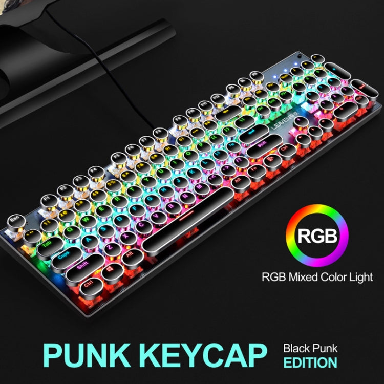 104 Keys Green Shaft RGB Luminous Keyboard Computer Game USB Wired Metal Mechanical Keyboard, Cabel Length:1.5m, Style: Punk Word Through Version (Black) - Wired Keyboard by PMC Jewellery | Online Shopping South Africa | PMC Jewellery | Buy Now Pay Later Mobicred