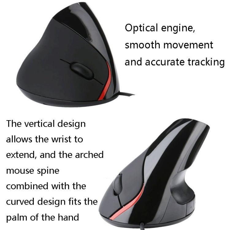 JSY-12 5 Keys USB Wired Vertical Mouse Ergonomic Wrist Brace Optical Mouse(Blue) - free shipping - PMC TechLife - Order now!