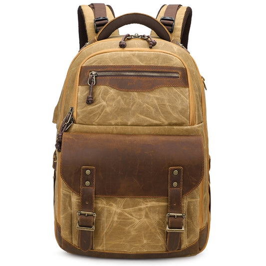 K813 Retro SLR Camera Bag Canvas Shoulder Computer Camera Bag(Soil Yellow) - Backpack by PMC Jewellery | Online Shopping South Africa | PMC Jewellery | Buy Now Pay Later Mobicred