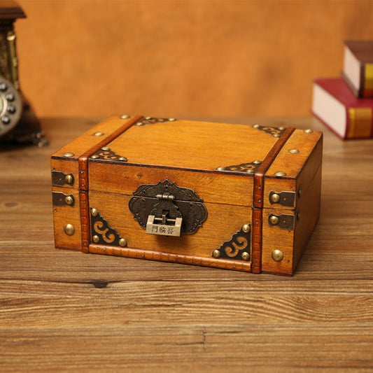 Antique Distressed Cosmetic Storage Box Dressing Table Props For Shooting Scenes，Specification： 6280-01GK02 Yellow + Lock - Other Props by PMC Jewellery | Online Shopping South Africa | PMC Jewellery | Buy Now Pay Later Mobicred