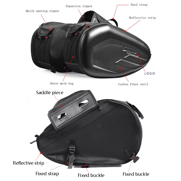 GHOST RACING GR-MAB01 Motorcycle Saddle Bag Locomotive Bilateral Helmet Travel Cycling Bag(Black) - Bags & Luggages by GHOST RACING | Online Shopping South Africa | PMC Jewellery | Buy Now Pay Later Mobicred