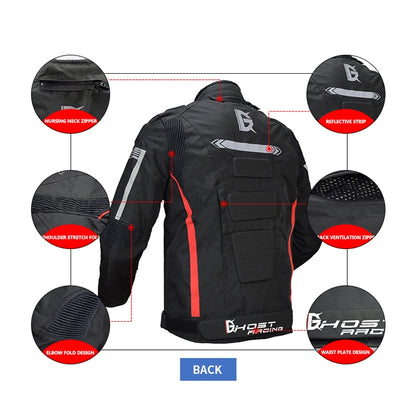 GHOST RACING GR-Y07 Motorcycle Cycling Jacket Four Seasons Locomotive Racing Anti-Fall Cloth, Size: XXL(Black) - Protective Gear by GHOST RACING | Online Shopping South Africa | PMC Jewellery | Buy Now Pay Later Mobicred