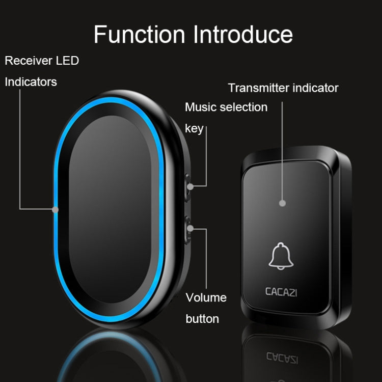 CACAZI A80 1 For 1 Wireless Music Doorbell without Battery, Plug:US Plug(White) - Wireless Doorbell by CACAZI | Online Shopping South Africa | PMC TechLife | Buy Now Pay Later Mobicred