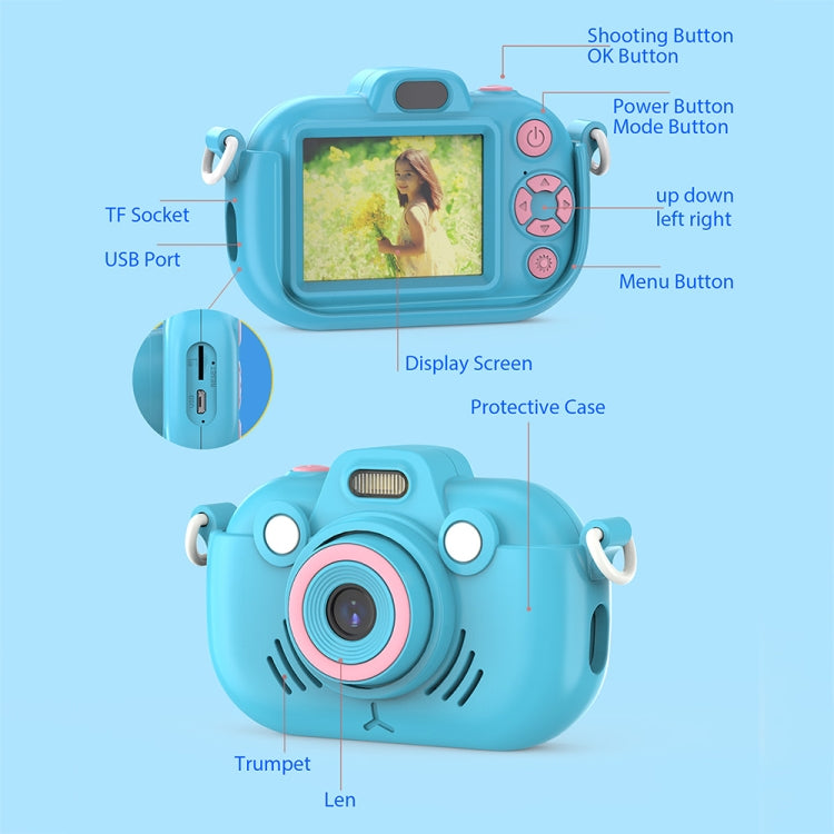 DC502 2.4-Inch 16X Zoom 2.7K Video Recording Children Digital Camera, Color: Blue + 32G(AU Plug) - Children Cameras by PMC Jewellery | Online Shopping South Africa | PMC Jewellery | Buy Now Pay Later Mobicred