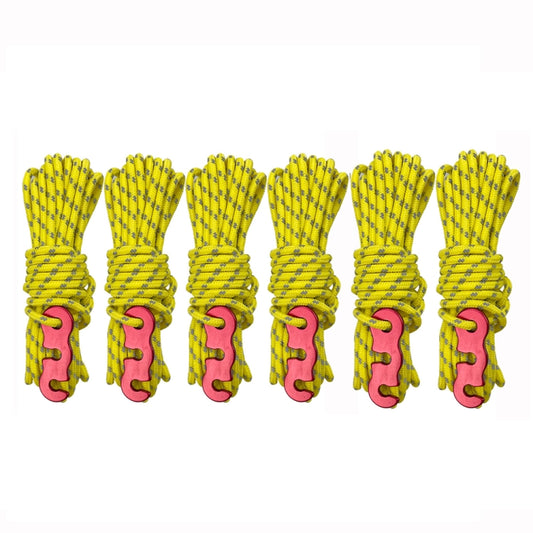 4m x 6 Rolls Outdoor Camping Tent Canopy Wind Rope Luminous Multi-Function Wind Rope Buckle Tent Fixed Rope( S Buckle-Yellow) - Tents & Accessories by PMC Jewellery | Online Shopping South Africa | PMC Jewellery | Buy Now Pay Later Mobicred