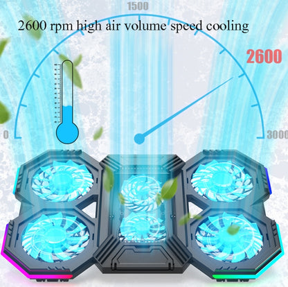 F12 6 Fans USB Semiconductor Computer Radiator Notebook Stand with Phone Holder, Colour: Blue Light - Cooling Pads by PMC Jewellery | Online Shopping South Africa | PMC Jewellery | Buy Now Pay Later Mobicred