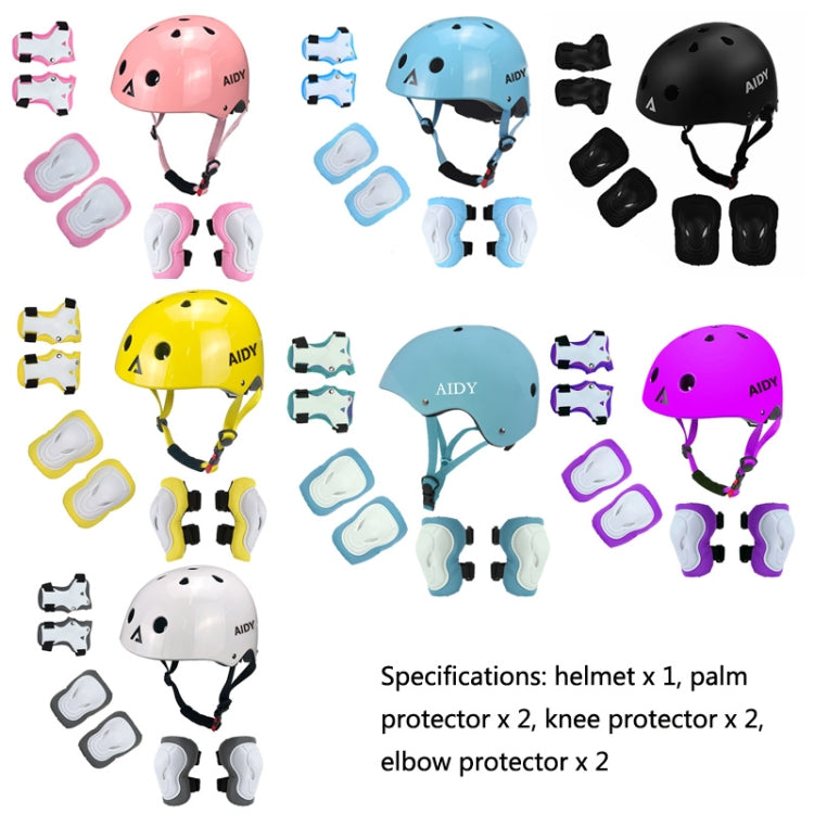 AIDY 7 In 1 Children Roller Skating Sports Protective Gear Set(Dumb Blue) - Protective Helmet & Masks by PMC Jewellery | Online Shopping South Africa | PMC Jewellery | Buy Now Pay Later Mobicred