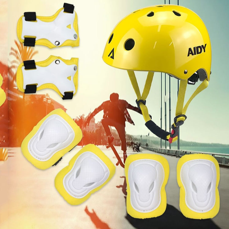 AIDY 7 In 1 Children Roller Skating Sports Protective Gear Set(Bright Yellow) - Protective Helmet & Masks by PMC Jewellery | Online Shopping South Africa | PMC Jewellery | Buy Now Pay Later Mobicred