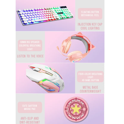 Shipadoo LD-122 4 in 1 Girly Glowing Keyboard + Mouse + Earphone + Mouse Pad Set(Pink Punk) - Wired Keyboard by Shipadoo | Online Shopping South Africa | PMC Jewellery | Buy Now Pay Later Mobicred