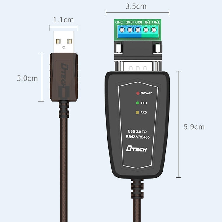 DTECH DT-5019 USB to RS485 / RS422 Conversion Cable, FT232 Chip, Length: 0.5m - RS485 / RS232 Series by DTECH | Online Shopping South Africa | PMC TechLife | Buy Now Pay Later Mobicred