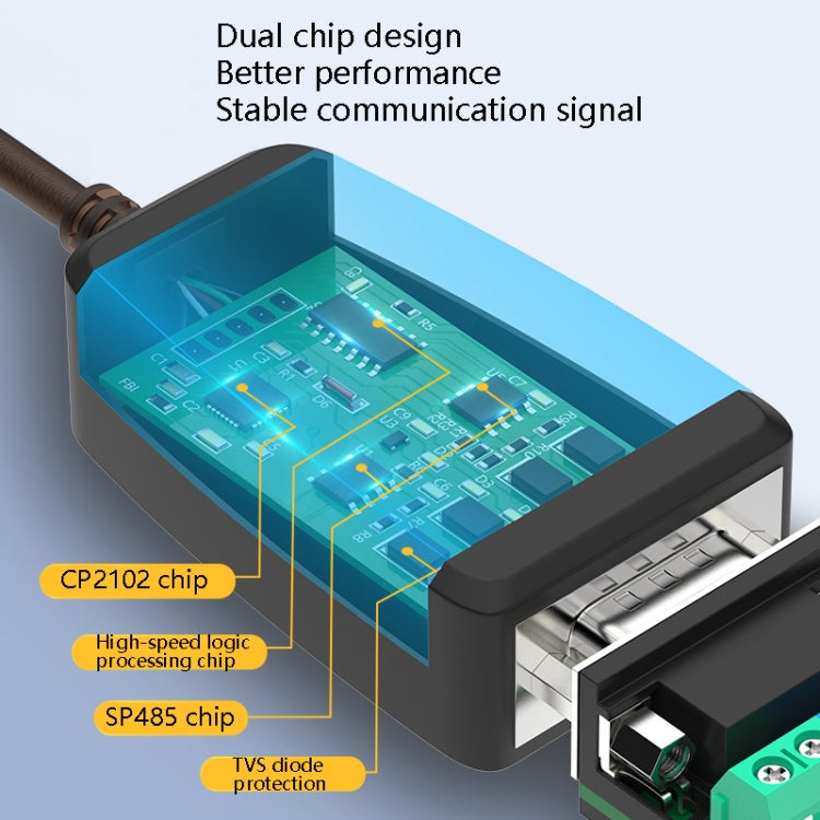 DTECH DT-5019 USB to RS485 / RS422 Conversion Cable, FT232 Chip, Length: 1.5m - free shipping - PMC TechLife - Order now!