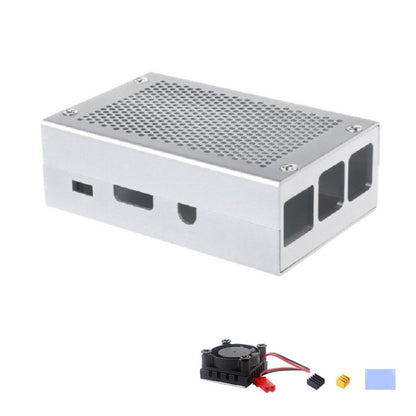 Aluminum Alloy Shell Grid Cooling Box For Raspberry Pi 3 Model B Pi 2/B + Silver with Fan - Raspberry Pi Accessories by PMC Jewellery | Online Shopping South Africa | PMC Jewellery | Buy Now Pay Later Mobicred