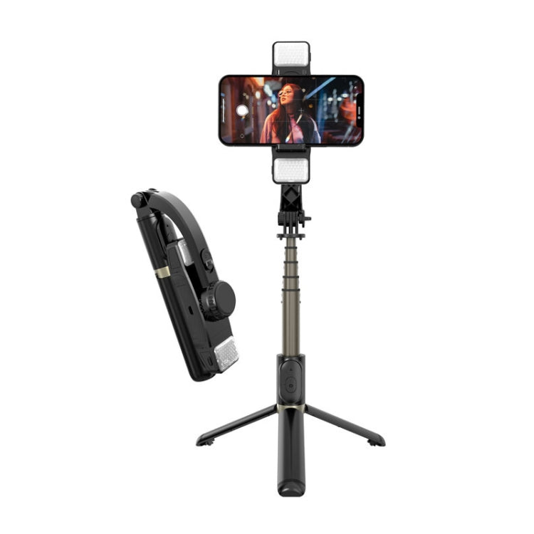 CYKE Q08D Handheld Dual Light Bluetooth Mobile Phone Selfie Stick(Black) - free shipping - PMC Jewellery - Order now!