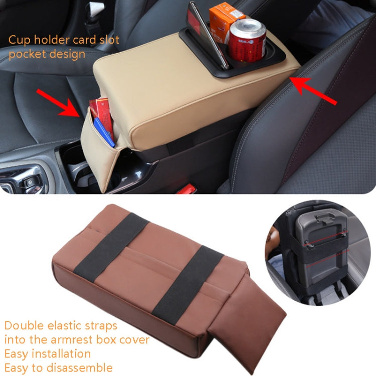 Car Armrest Box Increased Support With Rear Seat Water Cup Holder(Beige) - Seat Accessories by PMC Jewellery | Online Shopping South Africa | PMC Jewellery | Buy Now Pay Later Mobicred