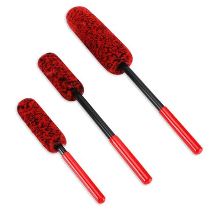 3 PCS / Set Car Beauty Imitation Wool Fiber Stick Wheel Cleaning Brush - Car washing supplies by PMC Jewellery | Online Shopping South Africa | PMC Jewellery | Buy Now Pay Later Mobicred