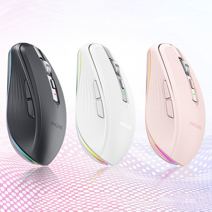 Fmouse M303 2400DPI Bluetooth&2.4G Dual Modes Rechargeable RGB Mouse(Pink) - Wireless Mice by Fmouse | Online Shopping South Africa | PMC Jewellery | Buy Now Pay Later Mobicred