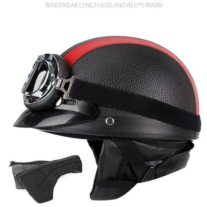 BSDDP A0318 PU Helmet With Goggles, Size: One Size(Black) - Helmets by BSDDP | Online Shopping South Africa | PMC Jewellery | Buy Now Pay Later Mobicred