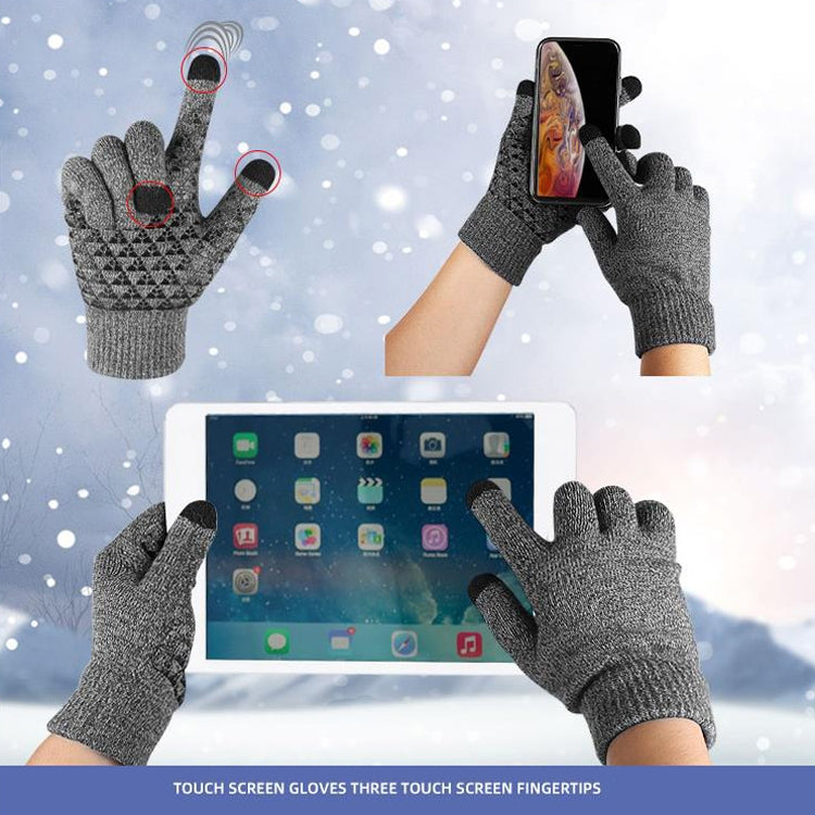 1 Pair Thick Velvet Touch Screen Knitted Warm Gloves, Size: Free Size(Grey) - Full Finger Gloves by PMC TechLife | Online Shopping South Africa | PMC TechLife | Buy Now Pay Later Mobicred