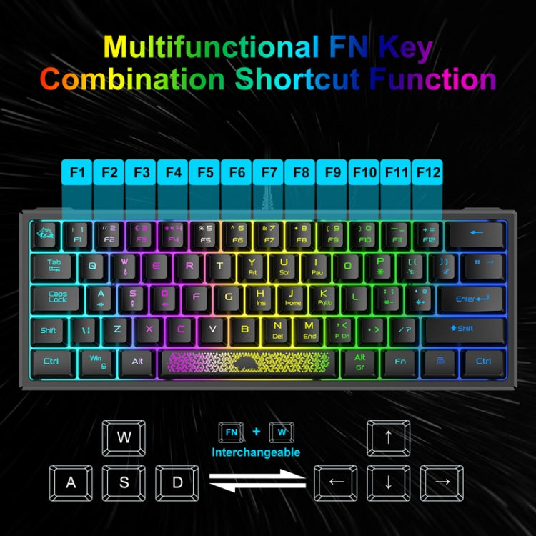 ZIYOU LANG K61 62 Keys RGB Lighting Mini Gaming Wired Keyboard, Cable Length:1.5m(Blue) - Wired Keyboard by ZIYOU LANG | Online Shopping South Africa | PMC Jewellery | Buy Now Pay Later Mobicred