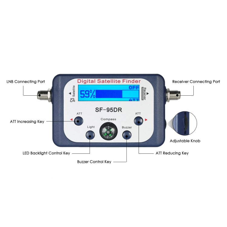 SF-95DR  Satellite Finder TV Signal Receiver With Compass - Satellite Finder by PMC Jewellery | Online Shopping South Africa | PMC Jewellery | Buy Now Pay Later Mobicred