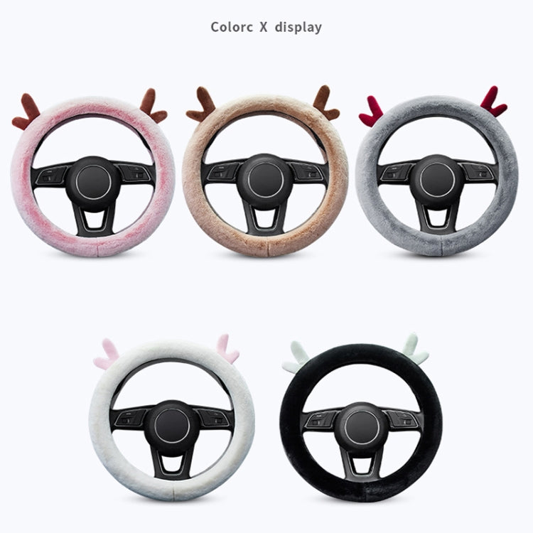 Antler Thick Plush Steering Wheel Cover, Style: O Type (Camel) - Steering Wheel Accessories by PMC Jewellery | Online Shopping South Africa | PMC Jewellery | Buy Now Pay Later Mobicred