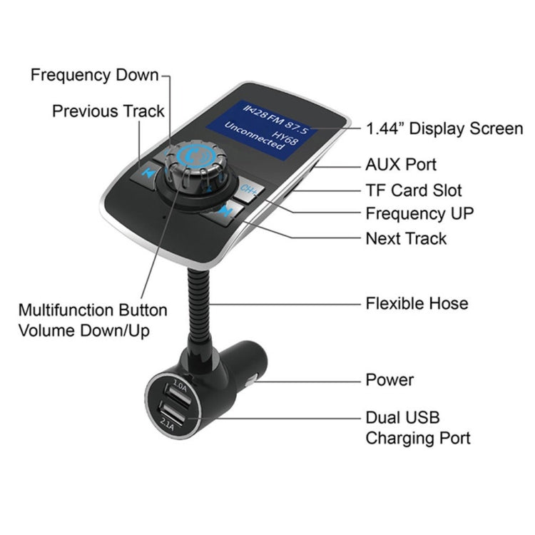 Car Bluetooth Receiver Free Call Call Display FM Transmitter Dual USB Car Charger - Bluetooth Car Kits by PMC Jewellery | Online Shopping South Africa | PMC Jewellery | Buy Now Pay Later Mobicred