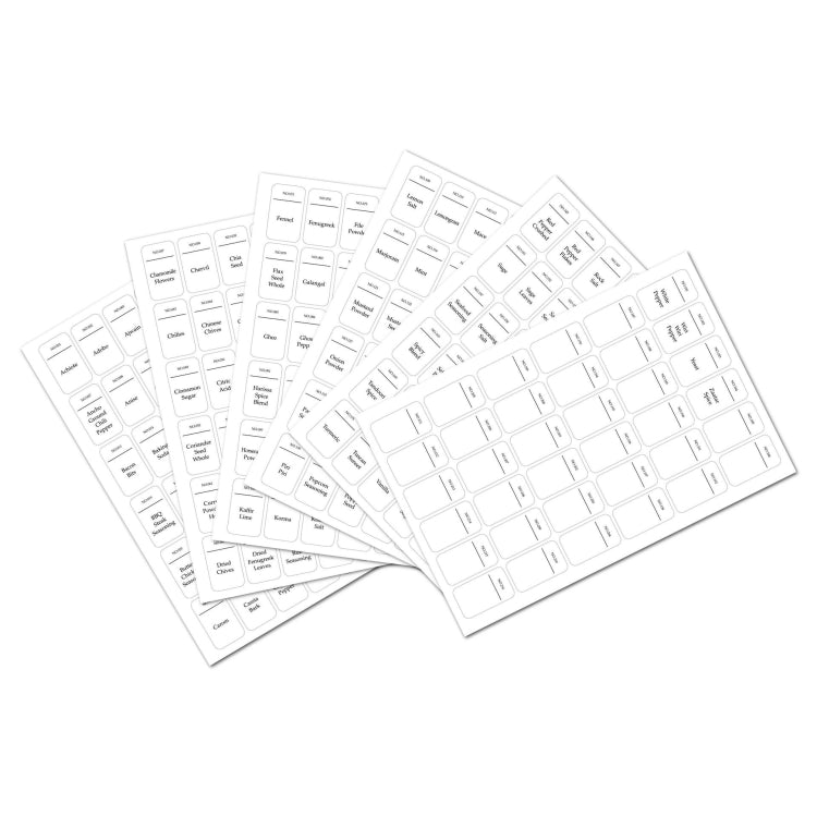 216 PCS Spice Jar Label Stickers Waterproof Oil Proof Kitchen Spice Jar Label(6 Sheets / set) - Printer Paper & Stickers by PMC TechLife | Online Shopping South Africa | PMC TechLife
