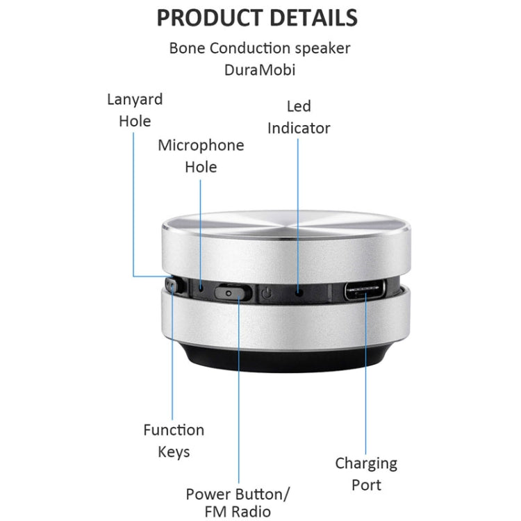 DuraMOBI Hummingbird Black Technology Bone Conduction Wireless Speaker Portable Small Audio(Silver) - Desktop Speaker by DuraMOBI | Online Shopping South Africa | PMC Jewellery | Buy Now Pay Later Mobicred