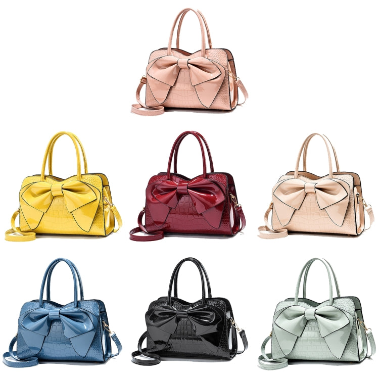 8111 Bow Bright Leather Ladies Handbag(Light Green) - Handbags by PMC TechLife | Online Shopping South Africa | PMC TechLife