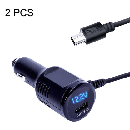 2PCS JY-032 USB Digital Display Fast Charge Car Charger, Style: 3.5A + QC3.0(Mini Straight Head) - Cables & Connectors by PMC Jewellery | Online Shopping South Africa | PMC Jewellery | Buy Now Pay Later Mobicred