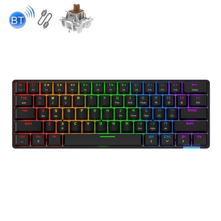 Ajazz STK61 61 Keys Dual Mode Wireless Bluetooth Mechanical Keyboard(Tea Shaft Black) - Wireless Keyboard by Ajazz | Online Shopping South Africa | PMC Jewellery | Buy Now Pay Later Mobicred