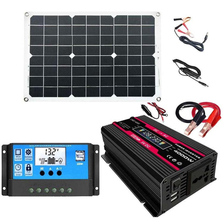 Zhi Zun Solar Power System Inverters+30A Controller+18W 18V Solar Panel, Specification: Black 12V To 110V - Charger by PMC Jewellery | Online Shopping South Africa | PMC Jewellery | Buy Now Pay Later Mobicred