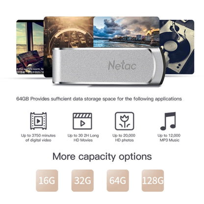 Netac U388 High Speed USB3.0 Metal Rotating Car Computer U Disk, Capacity: 32GB - USB Flash Drives by Netac | Online Shopping South Africa | PMC Jewellery | Buy Now Pay Later Mobicred