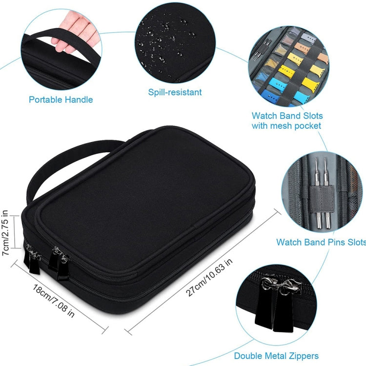 Multifunction Watch Strap Data Line 36 Slots Storage Bag(Black) - free shipping - PMC TechLife - Order now!