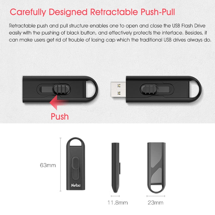 Netac U309 High Speed USB3.0 Push-Pull Encrypted USB Flash Drive, Capacity: 64GB - free shipping - PMC TechLife - Order now!