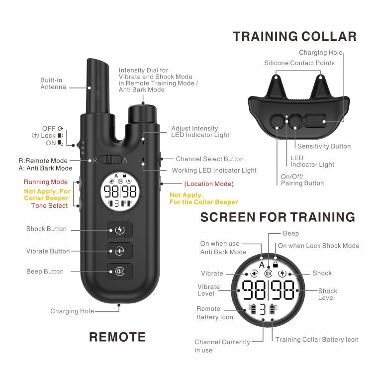 Intelligent Remote Control Dog Trainer Automatic Barking Stop Collar(Black) - Training Aids by PMC Jewellery | Online Shopping South Africa | PMC Jewellery