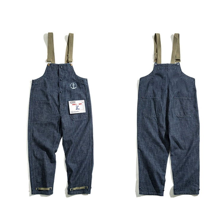 Men Vintage Deck Overalls Spring Autumn Washed Denim Straight Jeans, Size: S(Denim Blue) - Pants by PMC Jewellery | Online Shopping South Africa | PMC Jewellery
