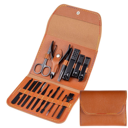 Nail Art Tool Set Nail Clippers Dead Skin Scissors Manicure Tool, Specification: 16 In 1 Coffee - Nail Clipper by PMC Jewellery | Online Shopping South Africa | PMC Jewellery | Buy Now Pay Later Mobicred