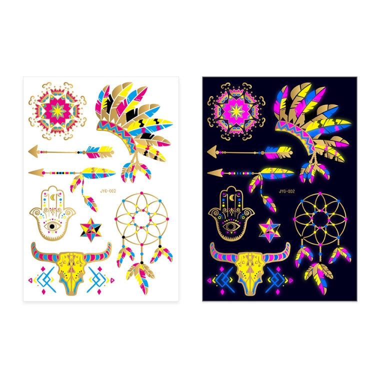 2 PCS Fluorescent Bronzing Waterproof Tattoo Stickers(JYG-002) - Sticker by PMC Jewellery | Online Shopping South Africa | PMC Jewellery