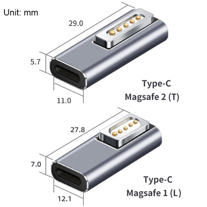 Type-C/USB-C to Magsafe1/2 Charging Adapter Supports PD Charging(Type-C to Magsafe 1 L) - Charging Cable & Head by PMC Jewellery | Online Shopping South Africa | PMC Jewellery