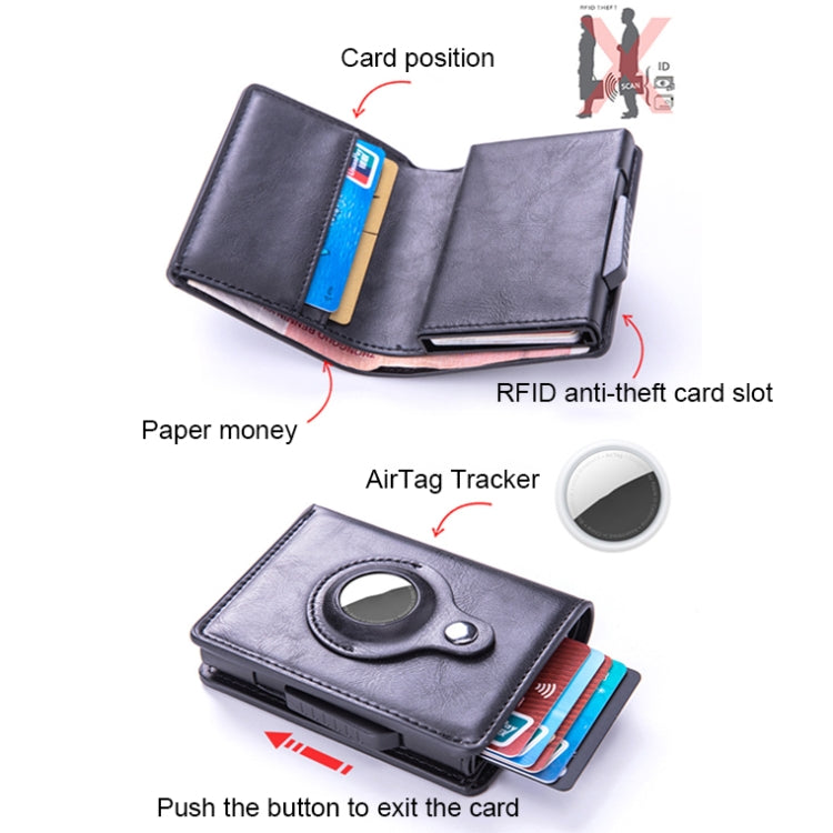 X-80 RFID Anti-theft Brushed Leather Card Holder For AirTag(Black) - Wallet Series by PMC Jewellery | Online Shopping South Africa | PMC Jewellery