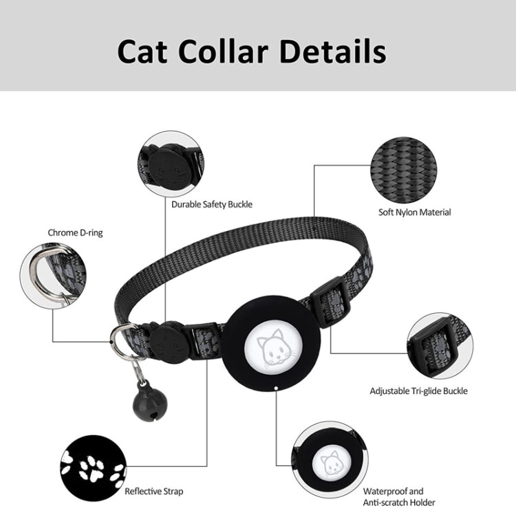 Pet Cat Reflective Collar with Bell for Airtag Tracker(Black) - Pet Series by PMC Jewellery | Online Shopping South Africa | PMC Jewellery