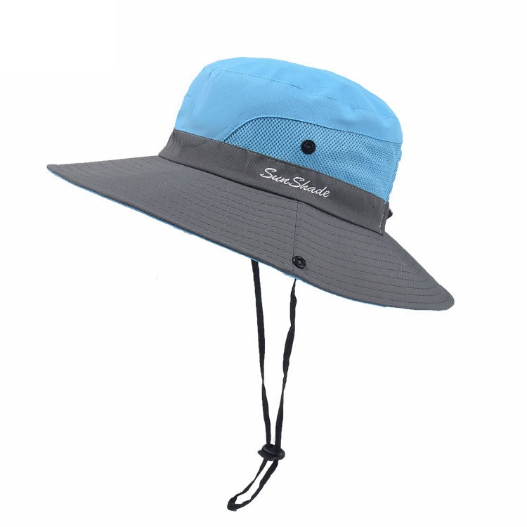 9002 Summer Women Outdoor Sun Hats Fisherman Hat With Ponytail Hole(Two-color Adult Blue) - Peaked Cap by PMC Jewellery | Online Shopping South Africa | PMC Jewellery