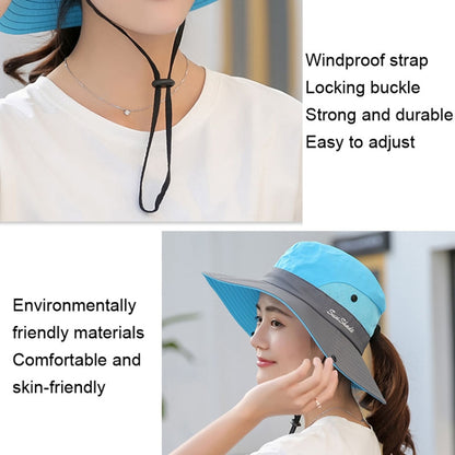 9002 Summer Women Outdoor Sun Hats Fisherman Hat With Ponytail Hole(Two-color Adult Blue) - Peaked Cap by PMC Jewellery | Online Shopping South Africa | PMC Jewellery