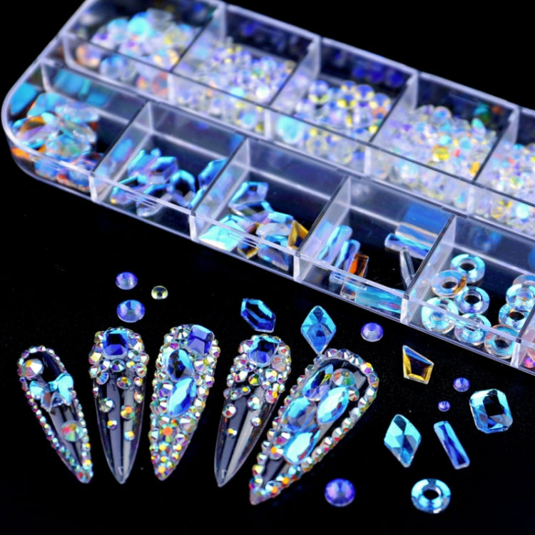 12 Grid Flat Bottom Shaped Nail Rhinestones Nail Decoration, Specification: 04 - Nail Stickers by PMC Jewellery | Online Shopping South Africa | PMC Jewellery | Buy Now Pay Later Mobicred