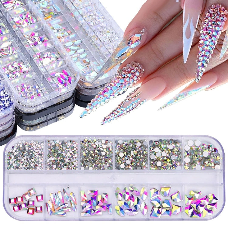 12 Grid Flat Bottom Shaped Nail Rhinestones Nail Decoration, Specification: 10 - Nail Stickers by PMC Jewellery | Online Shopping South Africa | PMC Jewellery | Buy Now Pay Later Mobicred