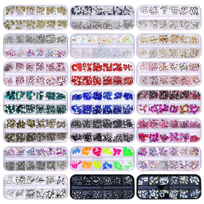 12 Grid Flat Bottom Shaped Nail Rhinestones Nail Decoration, Specification: 20 - Nail Stickers by PMC Jewellery | Online Shopping South Africa | PMC Jewellery | Buy Now Pay Later Mobicred